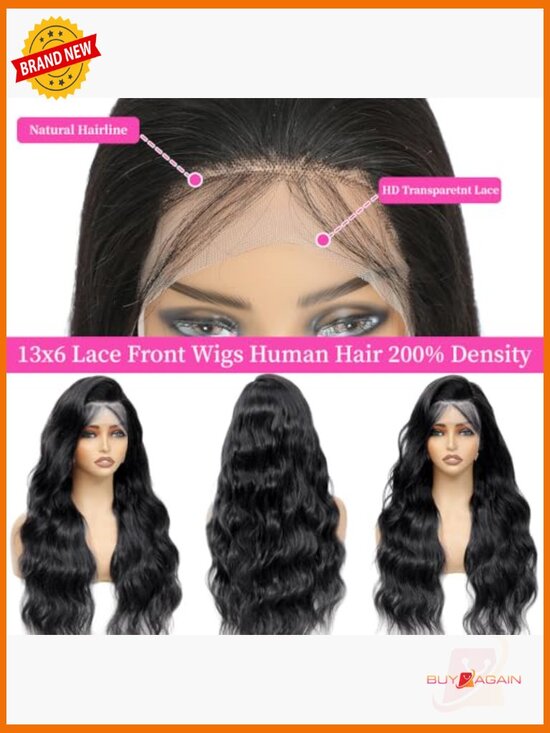 13x6 Lace Front Wig Human Hair Body Wave 34 Inch Long Pre Plucked main image 4